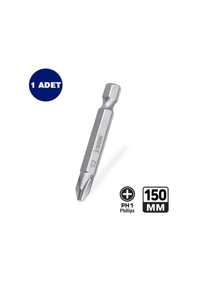 Sgs Yıldız Uçlu Bits, 150mm, Ph1 Bits Uç, Hex Bits Uç, 5 Adet