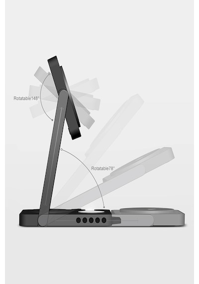 M01 4'ü 1 Arada Katlanabilir Magsafe Kablosuz Şarj İstasyonu Ve Standı Folding Wireless Charging