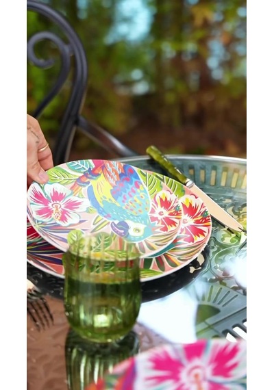 Lucky Art Tropea Melamin 20 Cm 2'li Çiçek Tabak Seti Dıo30041 Kırmızı