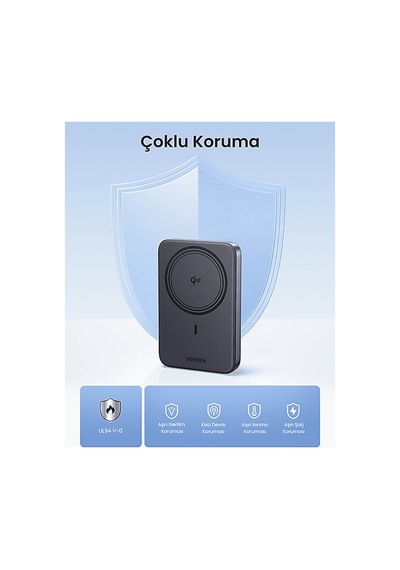 Ugreen 10.000 Mah Magnetic Wireless Manyetik Kablosuz Taşınabilir Şarj Cihazı Siyah