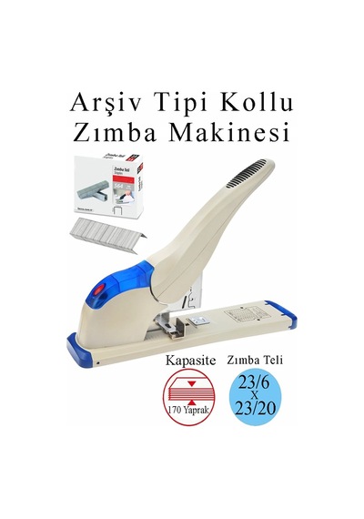 Büyük Boy Zımba Makinesi 1 Adet 9170 Arşiv Tipi Zımba Makinası 170 Yaprak Kapasiteli Zımba Teli Hediyeli Kollu Zımba