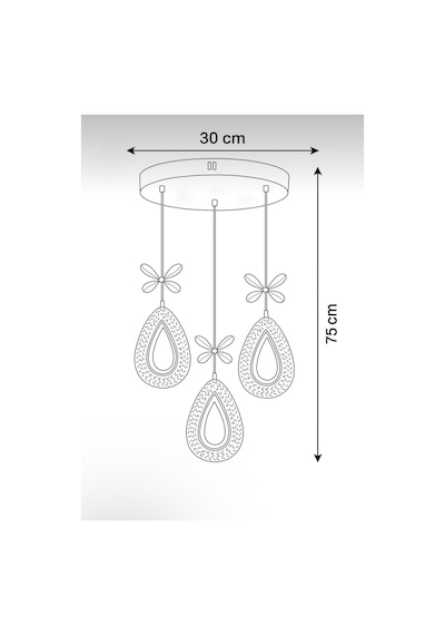 LumiaLighting Damla Model 3'lü Gold Kumandalı 3 Renk Modu Ledli Kristal Taşlı Modern Salon Mutfak Oturma Odası Led Avize Altın