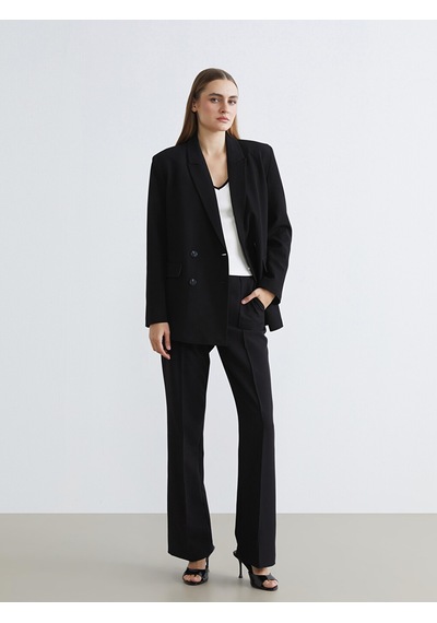 Lcw Studıo Siyah Kruvaze Yaka Kadın Blazer Ceket