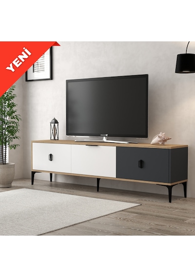 3801 Neva Tv Ünitesi 180 Cm 3 Kapaklı Sepet - Antrasit - Beyaz Tv Sehpası Sepet - Antrasit - Beyaz 3801 Neva Tv Ünitesi 180 Cm 3 Kapaklı Sepet - Antrasit - Beyaz Tv Sehpası Sepet - Antrasit - Beyaz