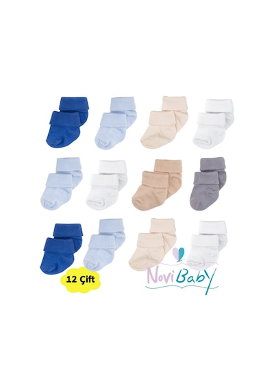 Novibaby 12'li Bambu Yenidoğan Bebek Çorap I Baby Boy I Kız Erkek Bebek Çorabı Çok Renkli