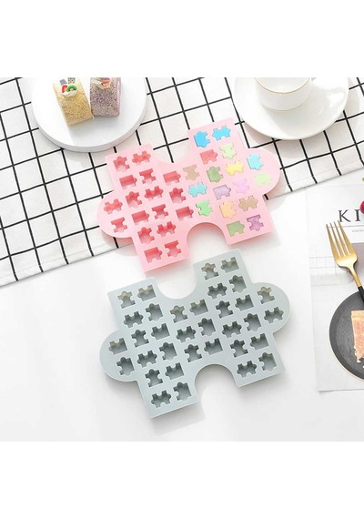 Silikon Kek Kalıp Çikolata Puzzle Şekilli Minik Puzzele Kalıbı Şeker Hamuru Jelibon Kalıbı Çok Renkli