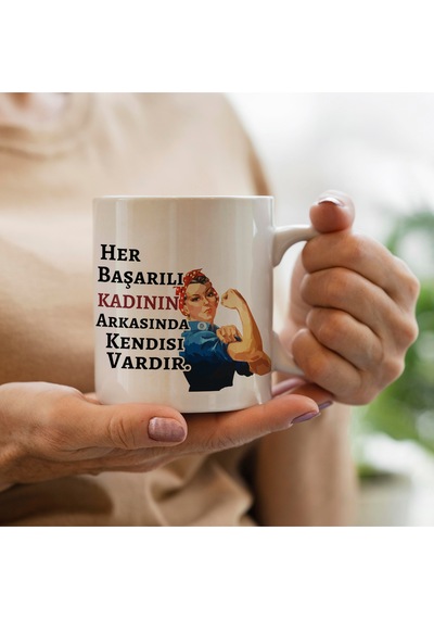 Kadınlar Gününe Özel Baskılı Kupa Bardak Beyaz