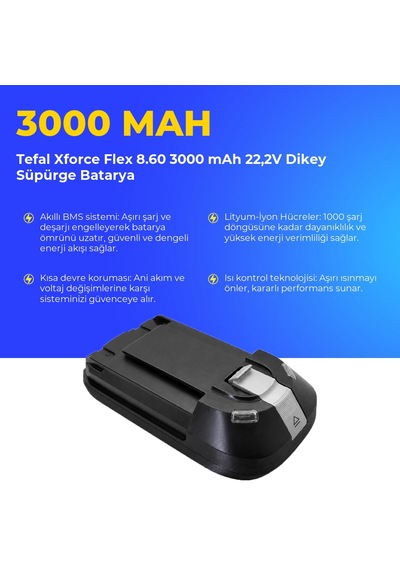 Tefal Xforce Flex 8.60 3000 Mah 22,2v Dikey Süpürge Batarya