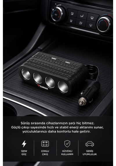 Araç Şarj Aleti Soketi Tüm Araçlarla Uyumlu 2 Usb+type-c Araba Çakmaklık G21 Siyah