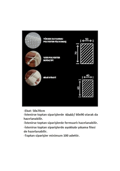 100lü Standart Çamaşır Yıkama Filesi 50x70 Beyaz
