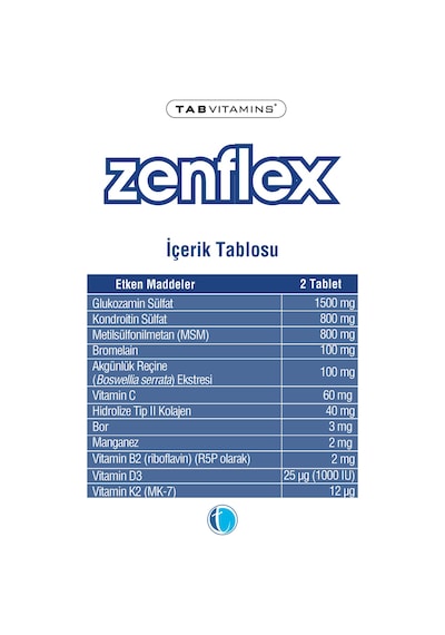 Zenflex 60 Tablet Glukozamin Kondroitin Msm Tip Iı Kolajen
