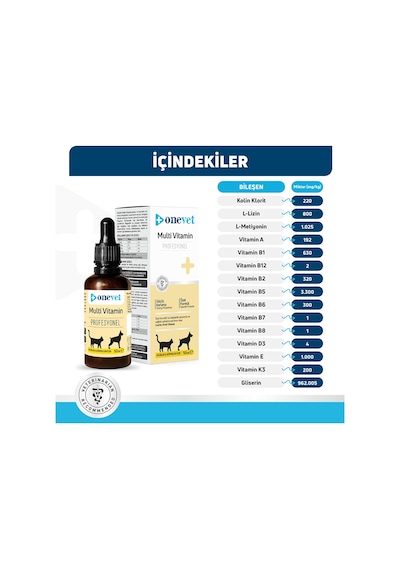 Onevet Multi Vitamin Damla 50 Ml Kedi ve Köpekler İçin Günlük Vitamin Desteği