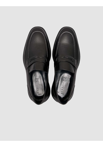 Cabani Hakiki Deri Erkek Siyah Loafer Siyah