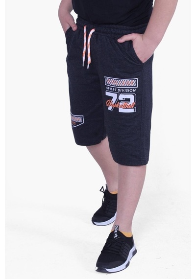 Fyk Kids 72 Yazı Baskılı Geniş Paça Kordon Detaylı Erkek Çocuk Kapri Füme