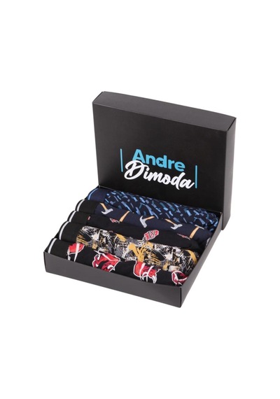 Andredimoda Erkek Pamuklu Likralı Boxer 5'li Premium Paket Çeyizlik Özel Dizayn Desenli Desenli