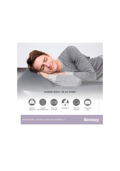 Bestway Tritech Airbad XL Elektrikli Çift Kişilik Şişme Yatak 203 Lacivert