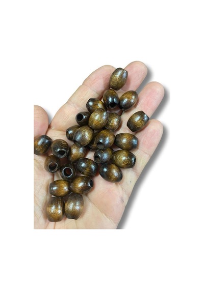 12x15 Mm Kahve Oval Ahşap Boncuk - 30 Adet