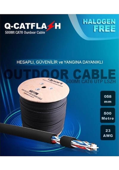 Q-catflash 500m Lszh Cat6 Outdoor Kablo