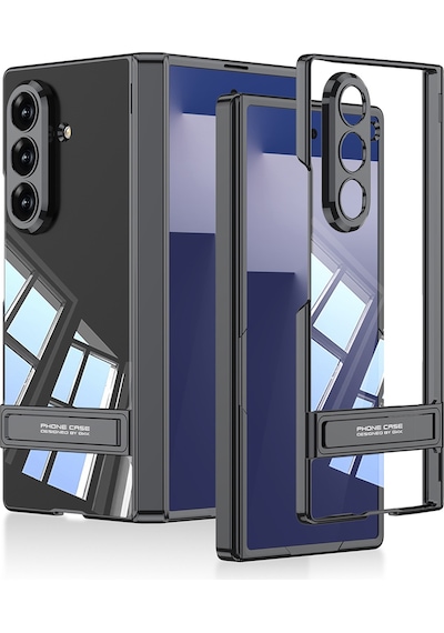 More Tr Samsung Uyumlu Galaxy Z Fold 7 Kılıf Kamera Korumalı Şeffaf Tasarımlı Zore Lego Standlı Kapak - Gümüş