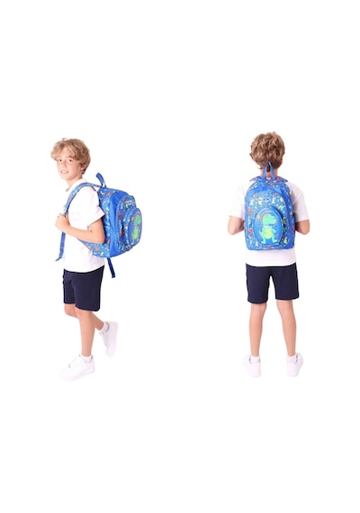 Kaukko Kids 3d Dinazor Detaylı Okul Çantası L5262 Ve Thermo Beslenme Çantası L7262 Seti - Erkek Çocuk Mavi - Yeşil