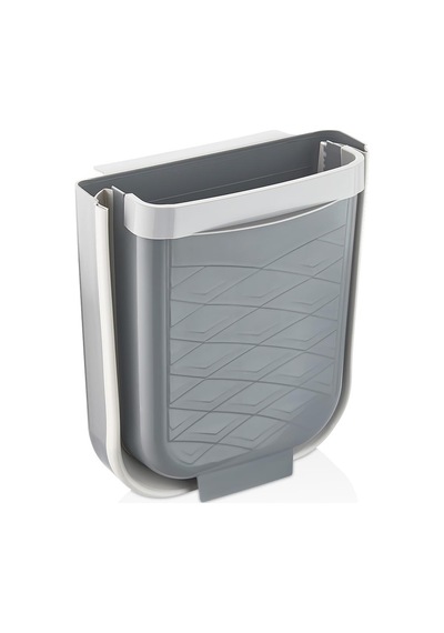 Katlanabilir Çöp Kovası - Askılı Plastik Mutfak Çöp Kovası - 6 Litre Gri