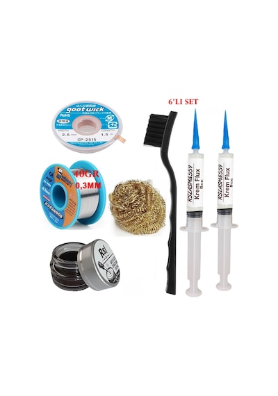 Mechanic Lehim Teli 0,3mm 40gr Havya Uc Temizleyici Rslasm Flux Ve Cp-2515 Lehim Emme Teli Seti1 St10