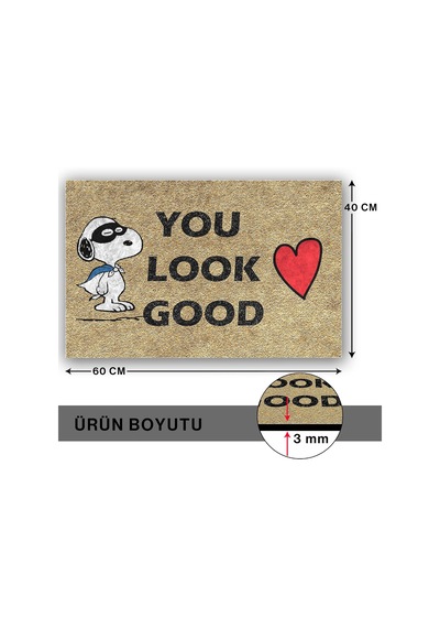 Tasarımlı Dekoratif Kapı Önü Paspas, Dış Mekan/ev İçi/banyo/mutfak/yatak Odası/giriş Paspasları You Look Good, 40x60 Çok Renkli