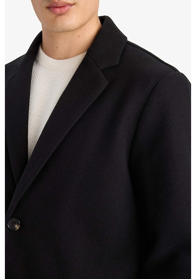 Defacto Relax Fit Ceket Yaka Düğmeli Cepli Kışlık Kaşe Parka Y8903az25aubk27 Siyah-bk27