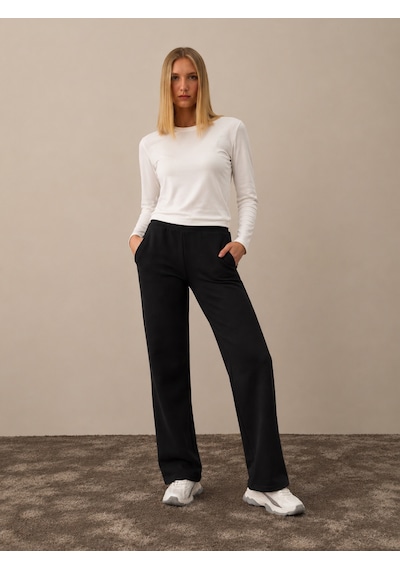 Xint Siyah Pamuk Dokulu Regular Fit Sweat Pantolon 470429
