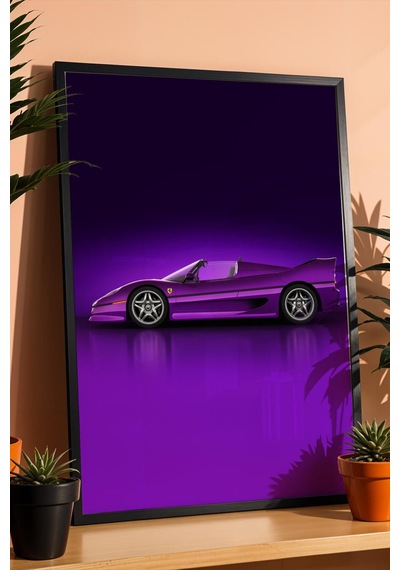 Saturn Ferrari F50 Araba Çerçeveli Tablo Erkek Odası Ve Garaj Dekoru Classic Car Collection
