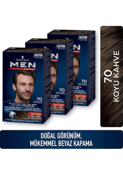 Men Perfect Saç Boyası 70 Koyu Kahve X 3 Adet set-hnkl-2527-5189