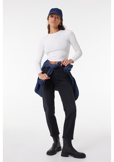 Lee Carol Regular Fit Normal Kesim Yüksek Bel Düz Paça Antrasit Kadın Esnek Jean Denim Kot Pantolon L30U01758 Antrasit