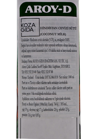 Aroy-D Thai World Hindistan Cevizi Sütü 1 L