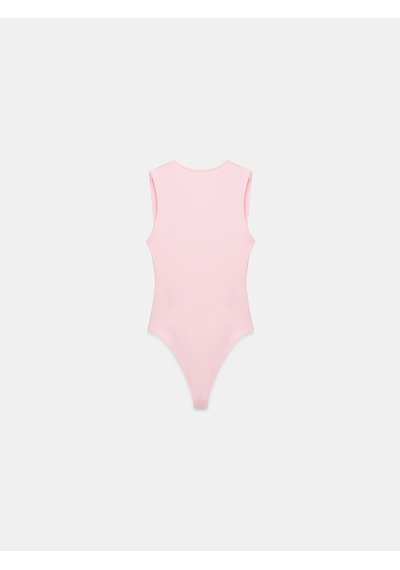 Dilvin 32835 V Yaka Bodysuit-toz Pembe