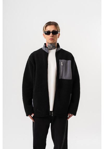Respire Erkek Zip Oversize Teddy Ceket Siyah
