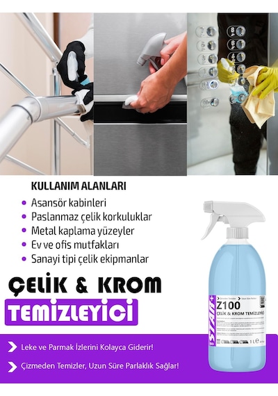Paslanmaz Çelik Ve Krom Yüzeyler İçin Parlatıcı Ve Temizleyici 1000 Ml