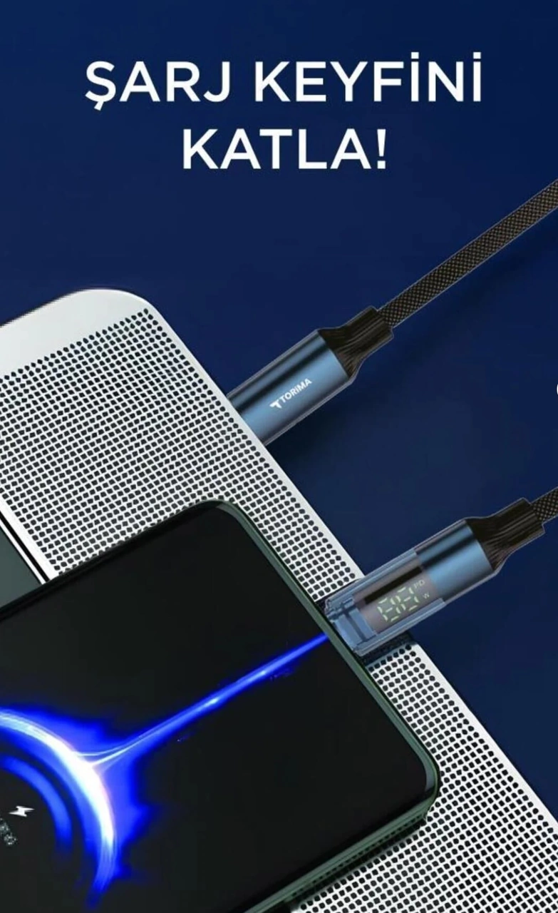 60w Vivo V40e İle Uyumlu 60w Type C Kablo Led Göstergeli Alüminyum Uçlu Naylon Örgü 60w