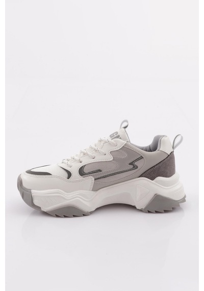 Dgn 65100-22y Kadin Bağcikli Kalin Taban Sneakers Ayakkabi 65100-2027-17061 Beyaz