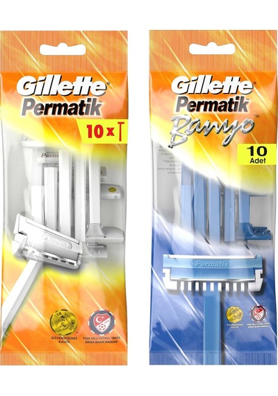 Gillette Permatik Tek Bıçaklı 10 Lu + Permatik Banyo 10 Lu