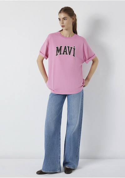 Mavi - Mavi Logo Baskılı Pembe Tişört 1600843-71063 Pembe