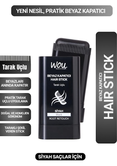 Wou Beyaz Kapatıcı Tarak Uçlu Hair Stick 15 Gr Siyah