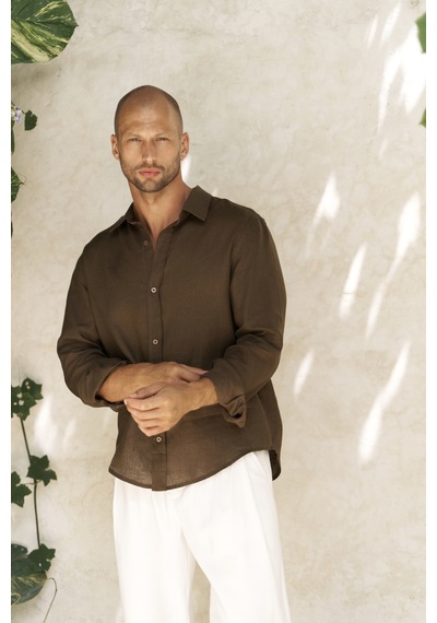 Mai Collection Mai Studios Co. Bice Kahve Keten Oversize Erkek Gömlek Kahve Mai Collection Mai Studios Co. Bice Kahve Keten Oversize Erkek Gömlek Kahve