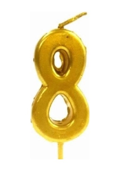 Delux Serisi 8 Rakam Gold Mum Özel Gün Doğum Günü Pasta Mumu Çok Renkli
