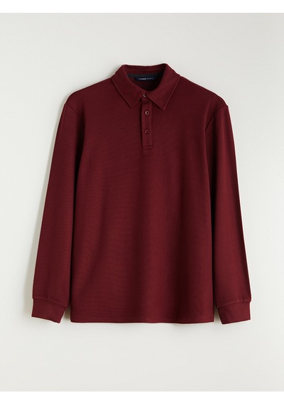 Lcwaıkıkı Classic Bordo Polo Yaka Uzun Kollu Erkek Tişört