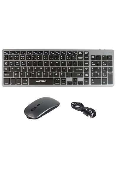 K835 Çift Modlu Kablosuz Klavye 2.4 Ghz + Bluetooth 3.0/5.0, Şarj Edilebilir, Çoklu Cihaz Desteği Koyu Gri Optik