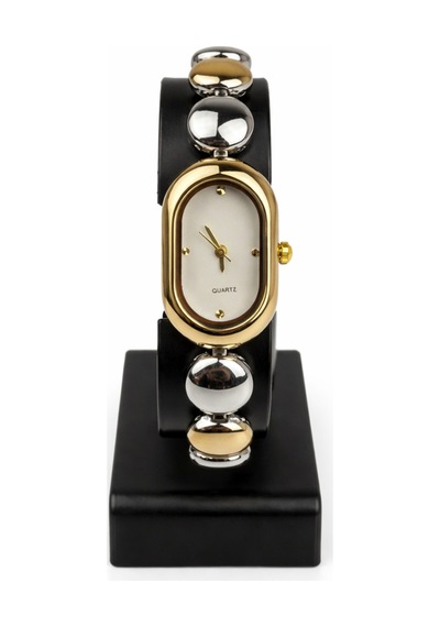Culvex Gold Beyaz Bileklik Kordon Metal Detaylı Kadın Vintage Retro Saat Turkuaz
