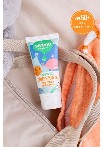 Siveno %100 Doğal Bebek Güneş Kremi Leke Karşıtı  Nemlendirici Bitkisel Vegan UVA UVB SPF 50+ 50 ML