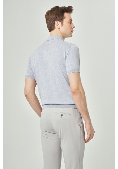 Bisse Erkek Kısa Kol Polo Yaka Düğmeli Basic Yazlık Triko T-Shirt Gri Tr23Y23106 D55 Gri