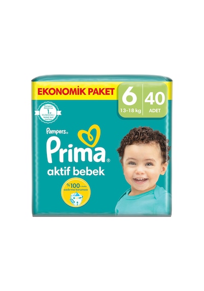 Prima Bebek Bezi 6 Beden Aktif Bebek Fırsat Paketi Extra Large 40 Adet