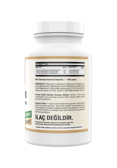 Magnezyum Bisglinisat Taurat Malat 200 Mg 180 Tablet